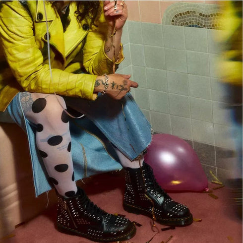 1460 Dr Martens Studded Zip Atlas Black Leather 8 Up Boot CLEARANCE